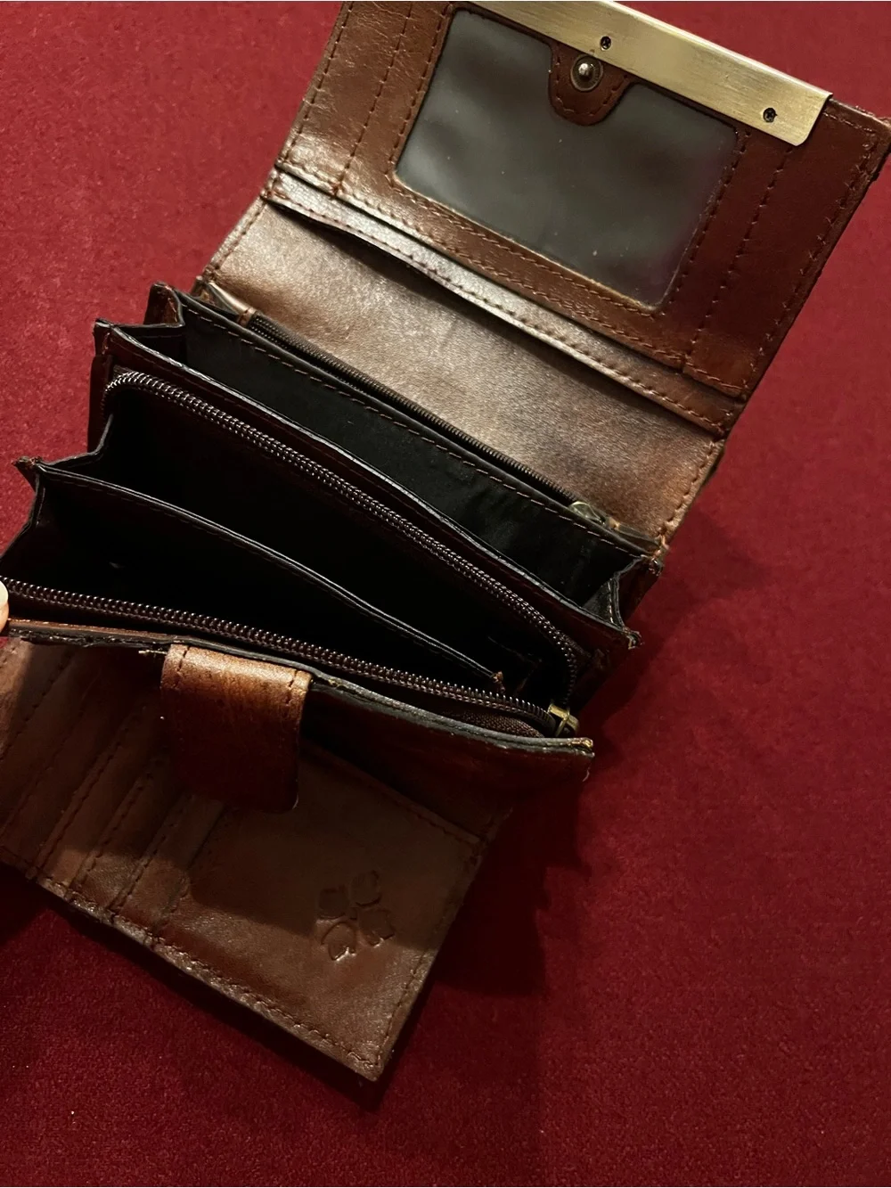 Patricia Nash Vintage Tooled Leather Trifold Wallet Organizer